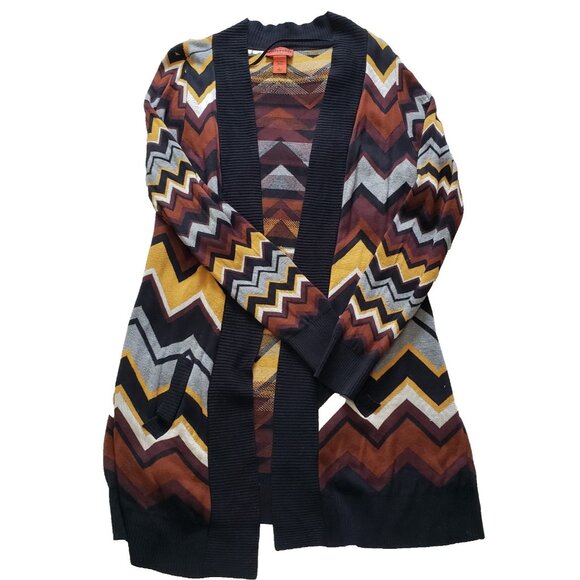 Missoni Sweaters - Missoni Womens Open Front Metallic Knit Cardigan Sweater Black Brown Size Large